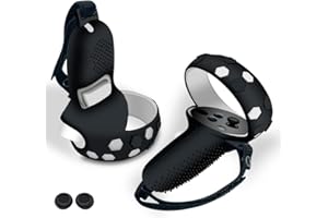 JYMEGOVR for Oculus Quest 2 Controller Silicone Cover, Protective Accessories for Meta VR Grips with 2 Silicone Button Covers, Multi Colors Soft Grips Skin (Black for Grips)