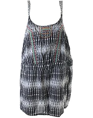 Jessica Simpson Women's Plus Print Embroidered Shorts Romper 3x Black Ray