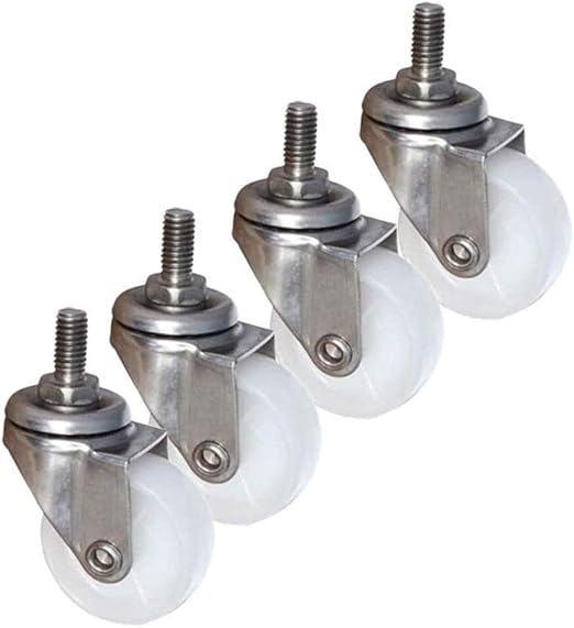 4 Ruote Girevoli Con Freni Per Mobili - Nylon, Stelo Filettato 8mm - Portata 5kg L'una - Scorrimento Silenzioso