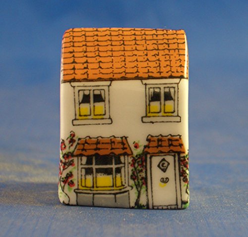 Porcelain China Collectable Thimble - Miniature House Shape - Rose Cottage