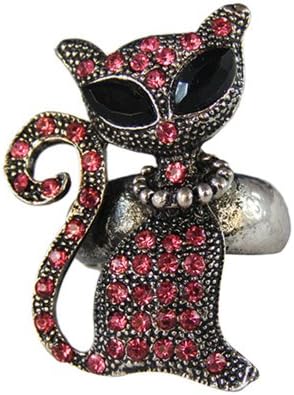 Twinkle Crystal Metal Ring - Cat (Hot Pink)