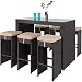 Best Choice Products 7-Piece Outdoor Rattan Wicker Bar Dining Patio Furniture Set w/Glass Table Top and 6 Stools, Brown primary