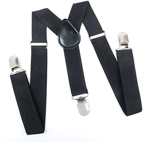 Boy's Elastic Adjustable Solid Color Suspenders Y-back design Black 22inch