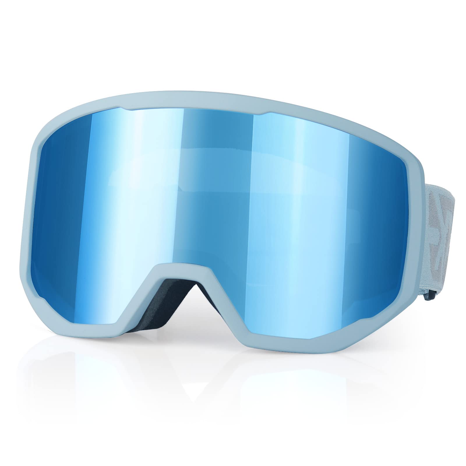 EXP VISION Ski Goggles, Anti fog Snow Snowboard Goggle OTG Dual lens with 100% UV400 Protection for Men Women (Grey Frame-Dream Blue)