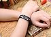 Top Plaza 1pc Black Vintage Enamel Bracelet Watch Bangle Quartz Watch for Women with Rectangle Case 6'' Length