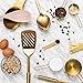 Styled Settings Gold Spoon Rest for Stove Top with Bonus Wood Spoon – Stainless Steel Spoon Rest for Stove - Farmhouse Spoon Rest: Golden Ladle Holder - Kitchen Accessories Gold