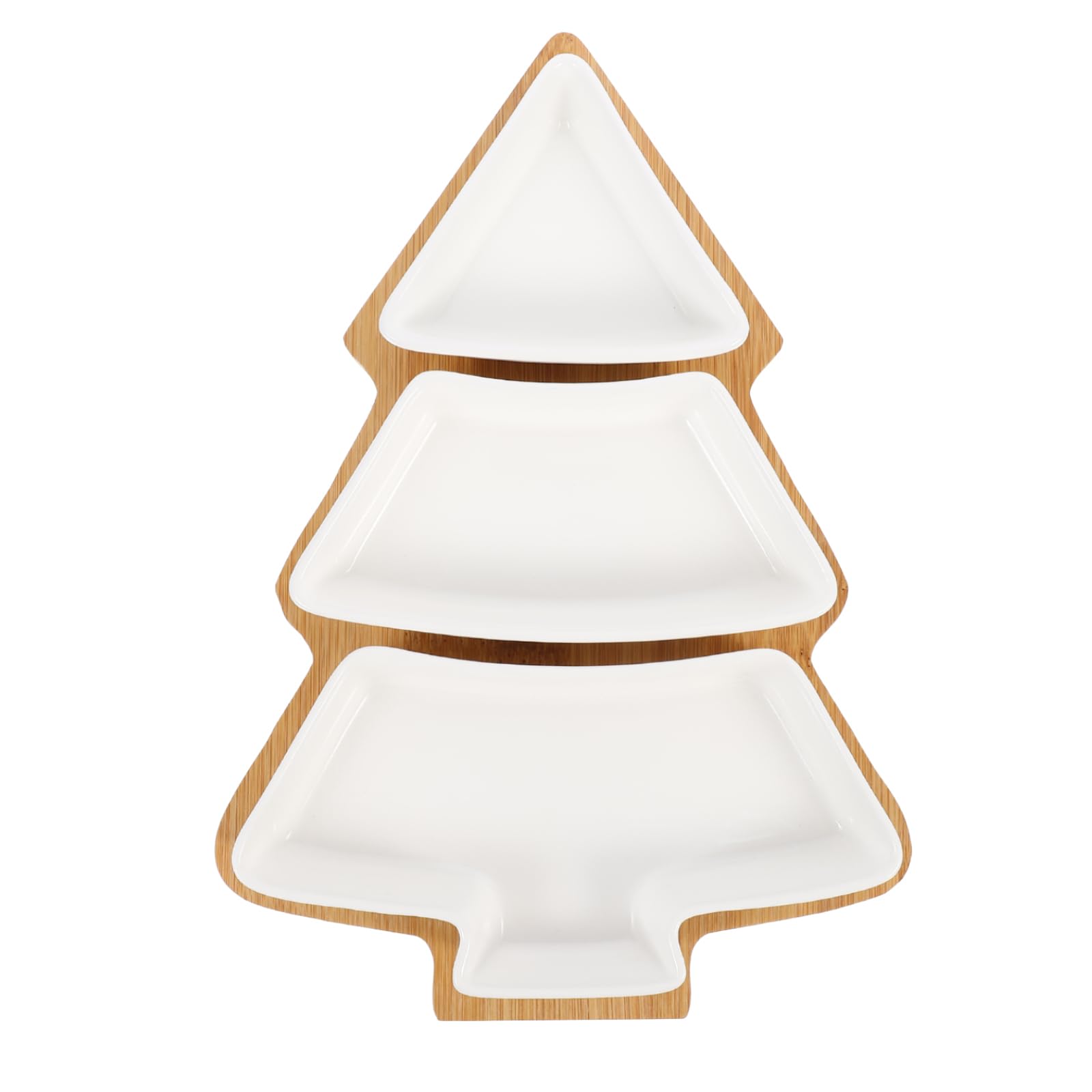 Luxshiny Christmas Tree Ceramic Dish Tray Christmas Xmas Tree Snack Appetizer Tray Ceramic Sauce Dish for Biscuits, Candies, Chips, Snacks (White)