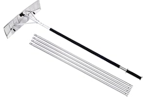 Non Scratch Snow Roof Rake with Wheels, 20ft Aluminum Telescopic Snow Rake for Roof, Lightweight Roof Snow Removal Tool with 