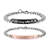 AmorFeel His Queen Her King Stainless Steel His and Hers Couple Bracelet(2pcs) (Jewelry)