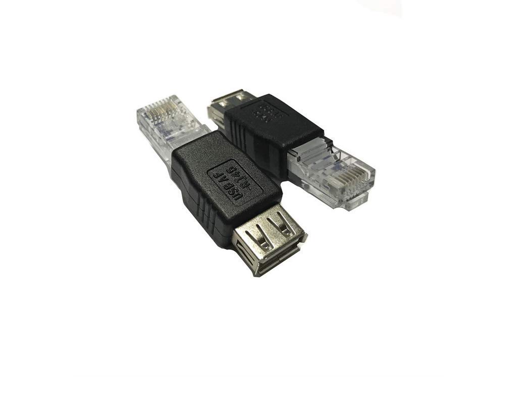 BLK RJ45 TO USB Connector, USB Female to 8P8C Male Ethernet 10Mb/100Mb Network Adapter -2Pack