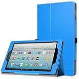 MoKo Case for All-New Amazon Fire HD 10 Tablet (7th Generation, 2017 Release) - Slim Folding Stand Cover with Auto Wake / Sleep for Fire HD 10.1 Inch Tablet, BLUE