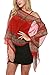 Zeagoo Womens Chiffon Caftan Poncho Tunic Cover Up Top Summer Spring Many Styles, One Size, Red