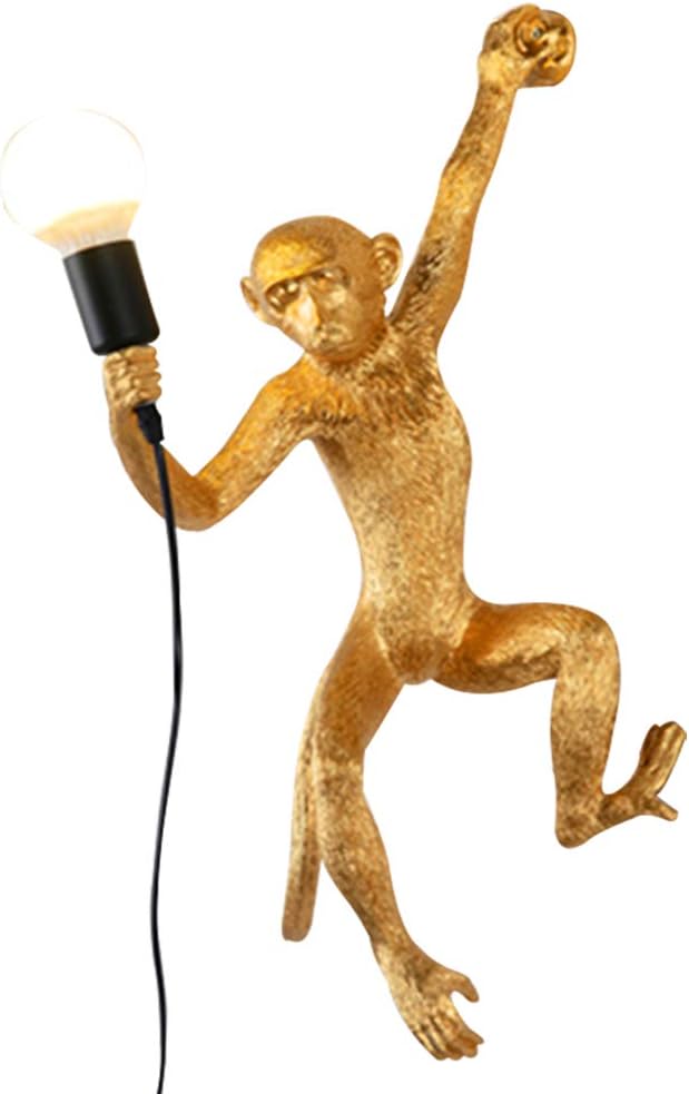 DYJD Modern LED Monkey Light, Resin Monkey Light, Creative Resin Wall-Mounted Lighting, Study Living Room Bedroom Bedside Lamp,Gold