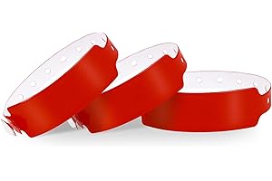 WRISTALL Plastic Wristbands, 100 Pack - Red, Wide Face Type, Waterproof, for Events, Custom Wristbands, Arm Bands, Concerts