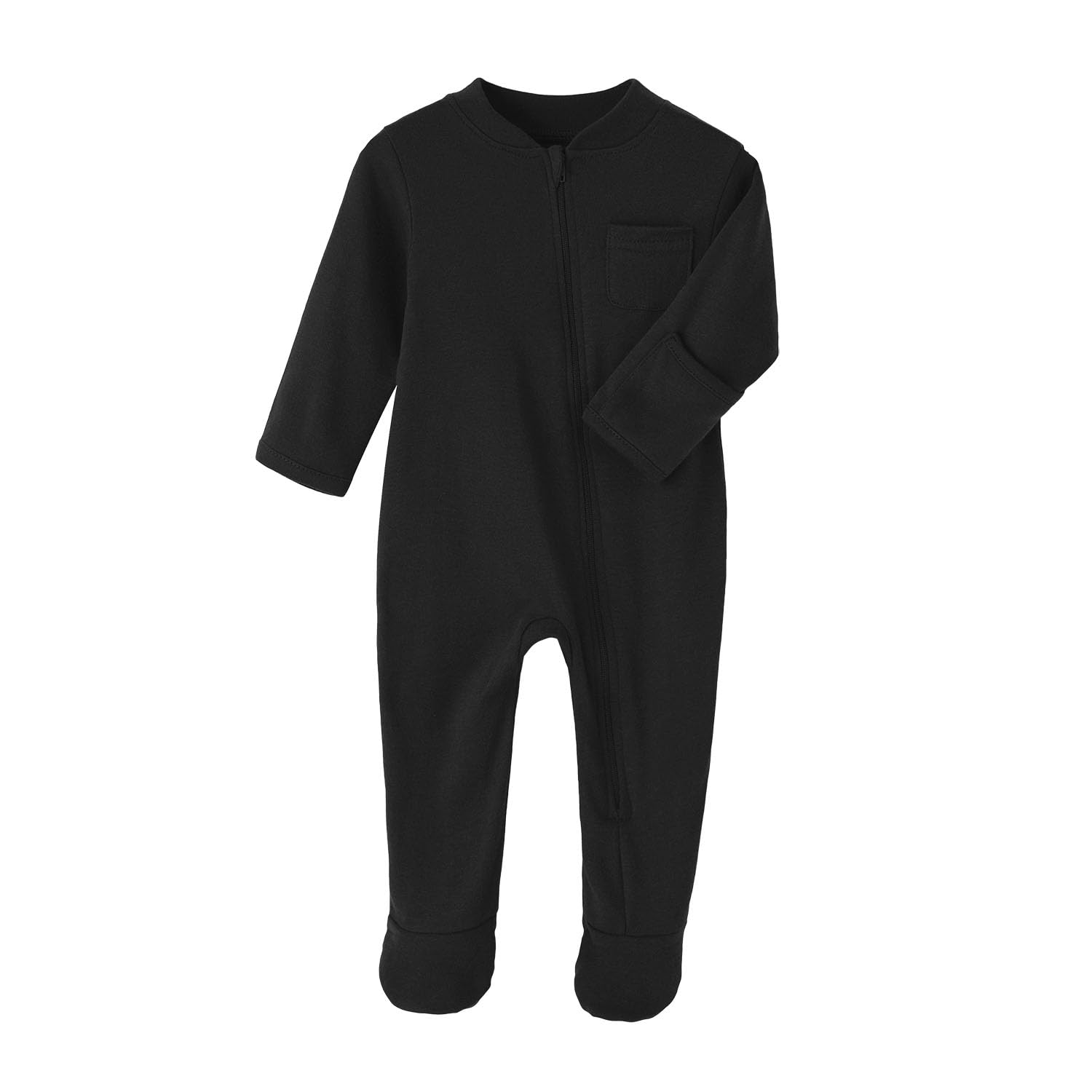 Photo 1 of Jomixa New Born Romper, Baby Bodysuit Jumpsuit, 100% Cotton Long Sleeve with Mitten Cuff and Footies for 0-12 Months (Black, 3-6 Months)