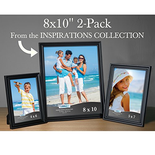 Icona Bay 8x10 Picture Frames (Black, 2 Pack), Beautifully Detailed Molding, Contemporary Picture Frame Set, Wall Mount or Table Top, Inspirations Collection