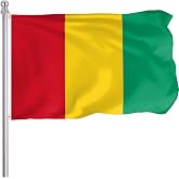 FLGCLUB Guinea Guinean Flag 3x5 Ft Outdoor, Vibrant Color Fade Resistant Guinea Flags Polyester Double Stitched, Guinean National Flag Canvas Header and Brass Grommets