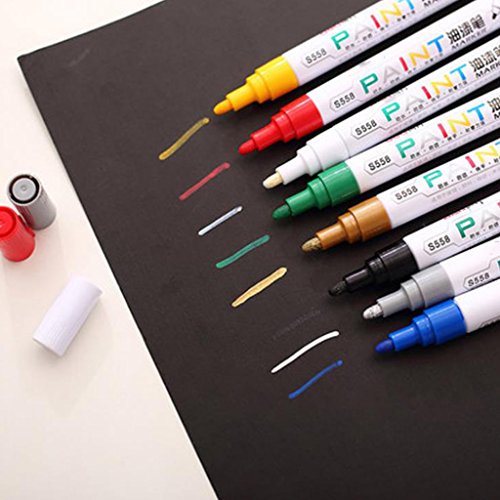 Aixia Waterproof Permanent Paint Marker Pen Tire Metal Outdoor Marking Oil-Ink Pens (Blue)