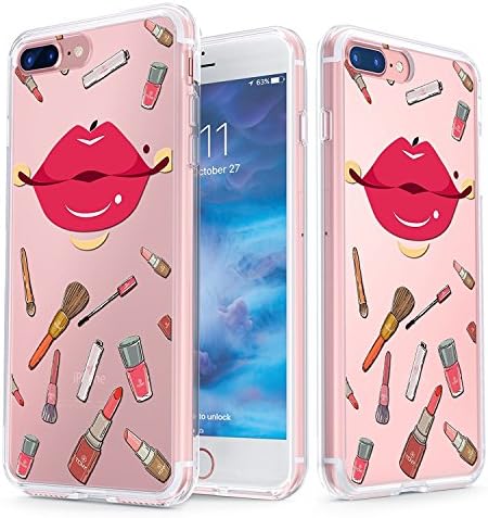 iPhone 7 Plus Case - True Color Clear-Shield Mascara Modern Women Collection Printed on Clear Back - Soft and Hard Thin Shock Absorbing Dustproof Full Protection Bumper Cover