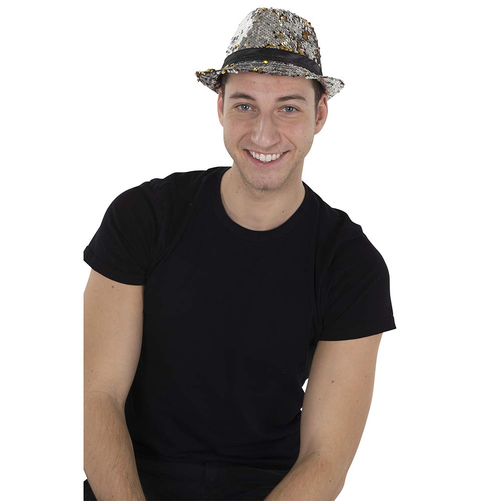 Dress Up America Sparkling Silver Sequin Party Fedora Hat - One Size Fits Most — image 1