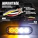 Xprite White & Amber Yellow 4 LED 4 Watt Emergency Vehicle Waterproof Surface Mount Deck Dash Grille Strobe Light Warning Police Light Head with Clear Lens - 4 Pack