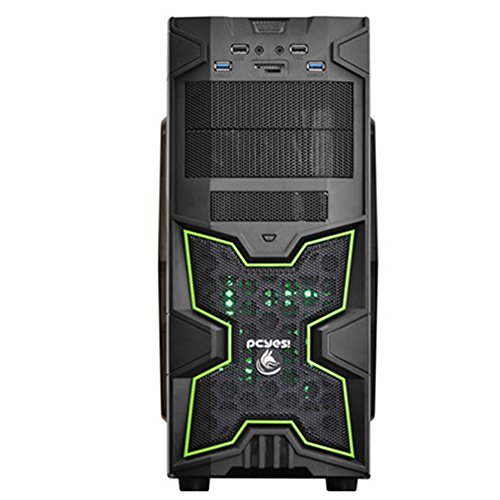 Gabinete Mid Tower Fox Sem Fonte Preto Led E Verde Pcyes