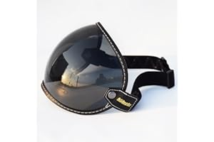 mjmoto Universal Open Face 3/4 Helmet Visor Lens Bubble Motorcycle Windshield Capacete Lens Vintage Motorbike Helmet Goggles (Black)