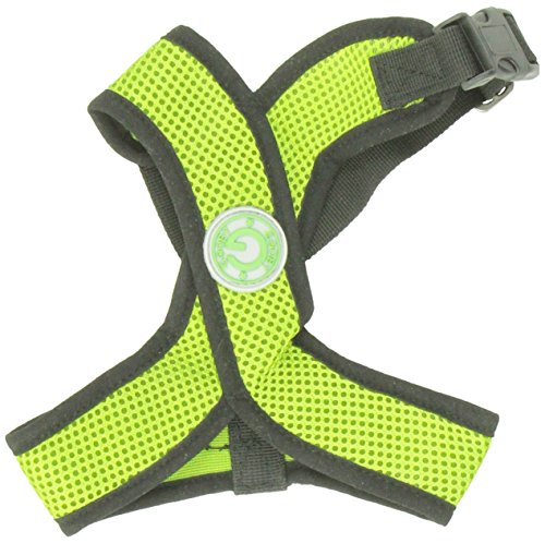 Gooby Choke Free X Frame Soft Harness with Micro Suede Trimming for Small Dogs, Medium, Green