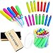 Ruisita 20 Pieces Plastic Chalk Holder Adjustable Colored Chalk Clip with Round Case and 2 Pack Chalkboard Erasers Blackboard Eraser for Home, Office and School, No Chalk