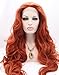 K'ryssma #360 Copper Red Lace Front Wigs Auburn Long Wavy Synthetic Wigs For Women 26 inches