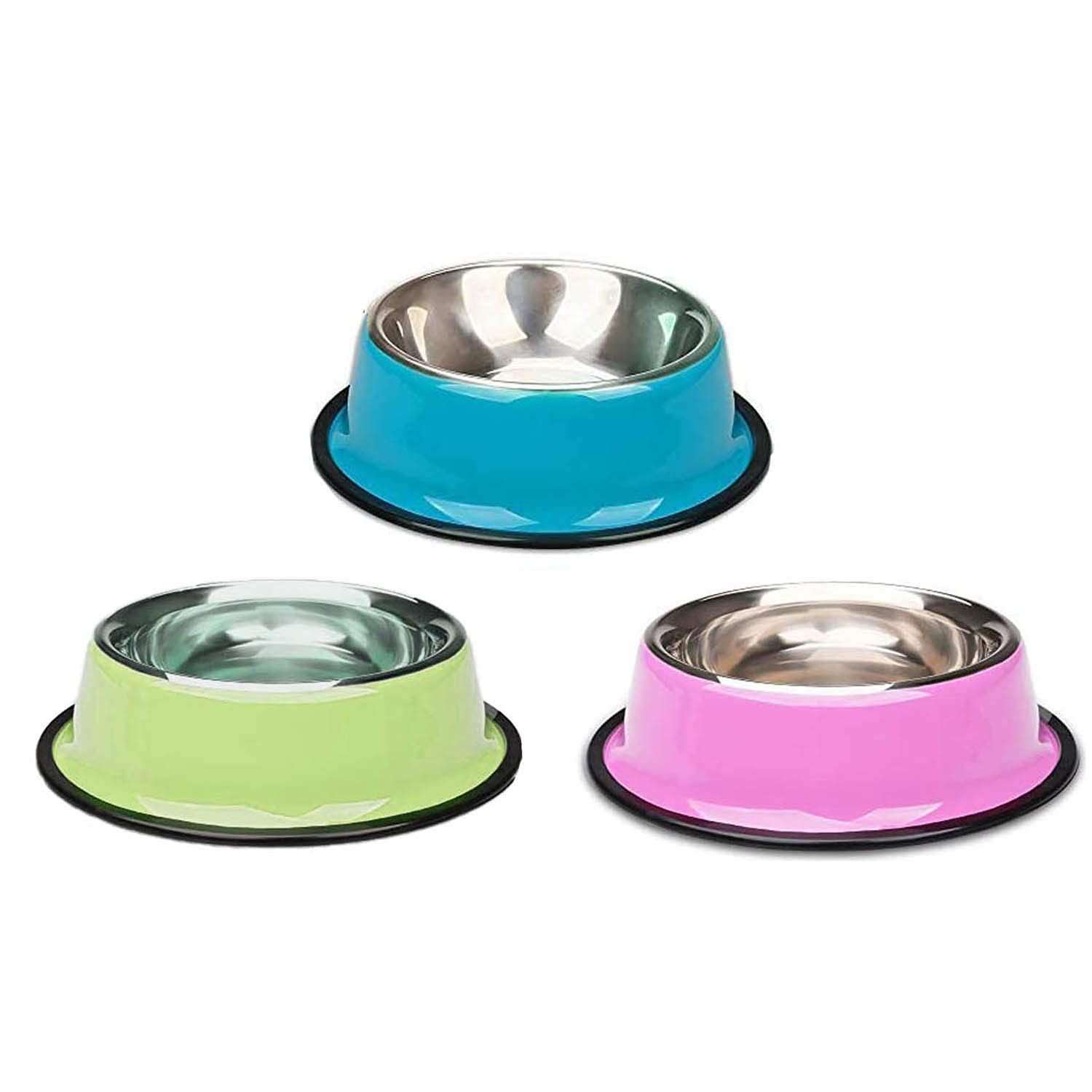 3 Pieces Cat Bowl Stainless Steel Non-Slip and Leak-Proof Cat Food Bowl,Feeding Bowls For Cats， Cat Water Bowl, Multifunctional Pet Food Bowl, Color Food Grade Travel Stainless Steel Food Bowl Cat