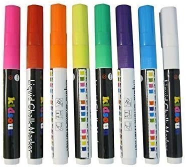 Liquid Chalk Markers, for Chalkboards, Whiteboards, Blackboards, and Windows, 8 Pack of Assorted colors Reversible Tip Dustless Erasable Pens set, Perfect for Adults, and Kids of all Ages.