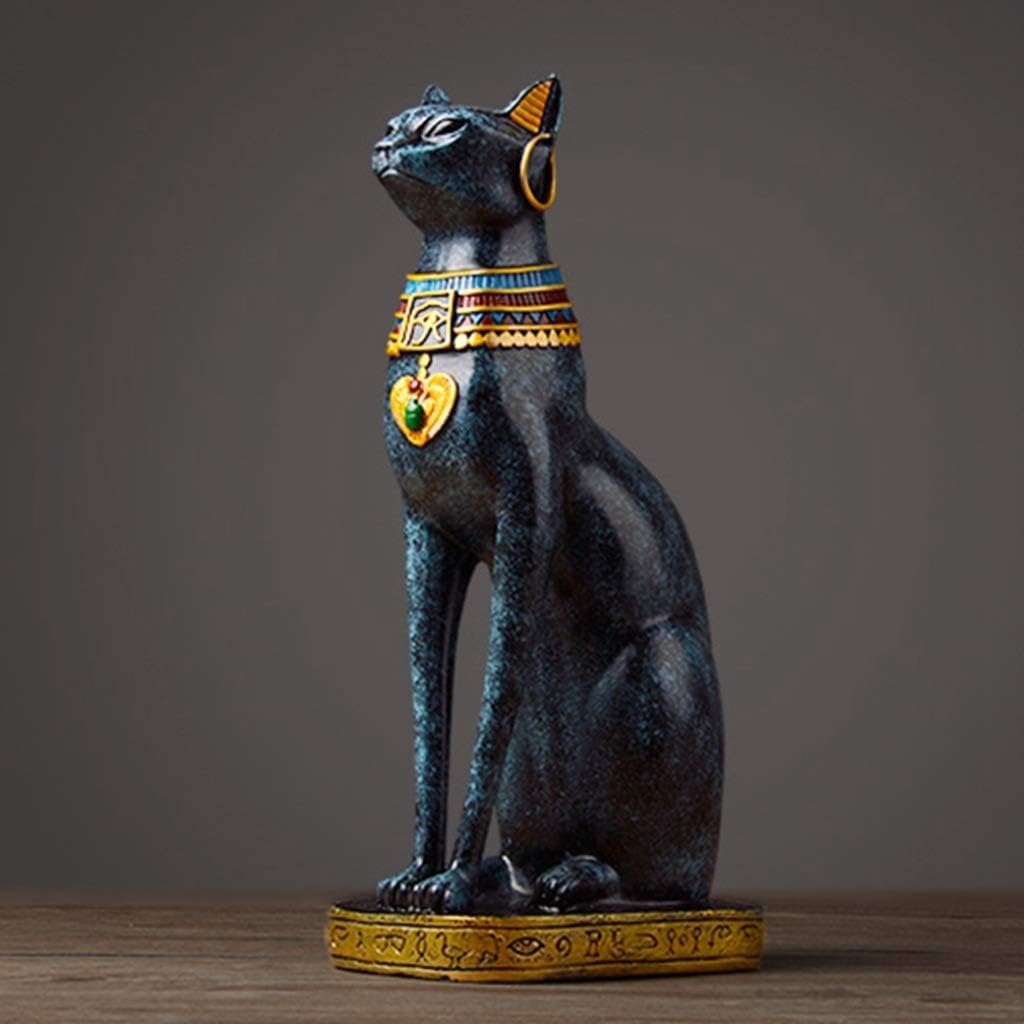 JDSHSO Egyptian Cat Statue Resin Crafts Vintage Home Cafe Bar Decor Modern Bastet Goddess Pharaoh Figurine Table Ornaments