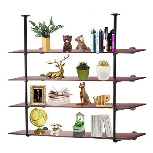 Industrial Pipe Shelving, Retro Rustic Iron Pipe Shelf Wall Mount Shelf Bookshelf Unit,Mounted Bracket,No Planks(2 pcs),Black.