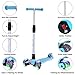 OUTON Kick Scooter for Kids 3 Wheel Lean to Steer Adjustable Height PU ABEC-7 Flasing Wheels Blue