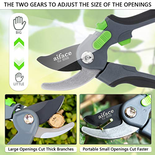 aiface Gartenschere, Rosenschere, Rebenschere mit Zwei Einstellbar Griffpositionen, für Blumen und Zweige, Maximaler… – Bild 5