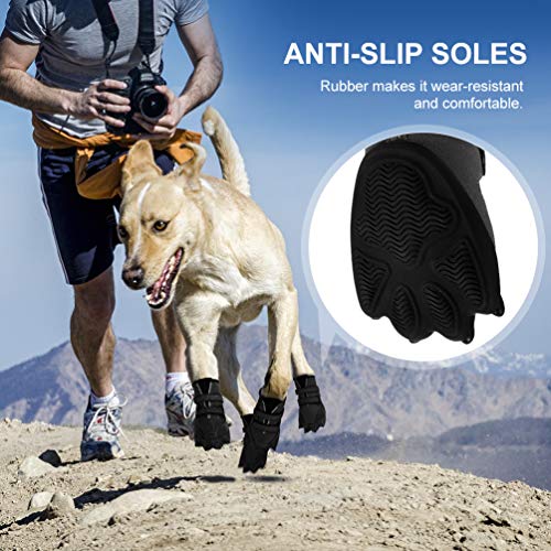 petacc Dog Boots Waterproof Dog Shoes for Large Dogs Pet Boots Lovely Paw Shape Outdoor Shoes with Adjustable Reflective Velcro and Rugged Anti-Slip Sole, 4Pcs (6, Black)