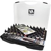 Vallejo - Basic Colors Model Air Range Case | Premium Acrylic Paint Set | Airbrush-Ready Historical Colors Kit | Portable Hobby Storage Box | 72 Bottles x 17 ml. (0.57 fl.oz) and 3 Brushes Included