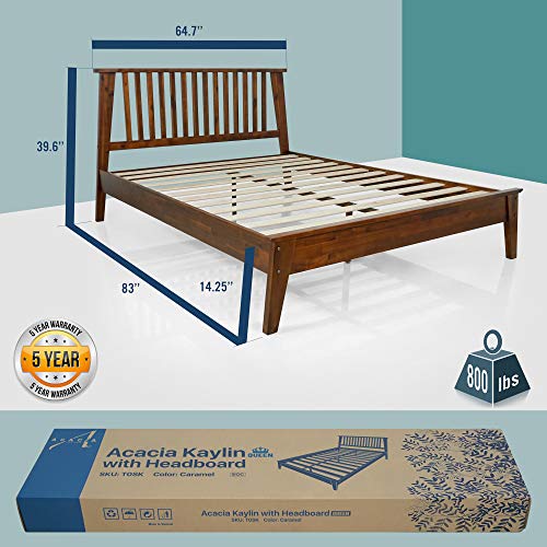 Acacia Kaylin 14 Inch Wood Platform Bed Frame With Headboard, Queen
