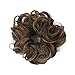 Messy Bun Hair Piece Thick Updo Scrunchies Synthetic Hair Extensions Ponytail Hair Wig Hairpiece Dark Brown with Golden Brown Highlightthumb 1