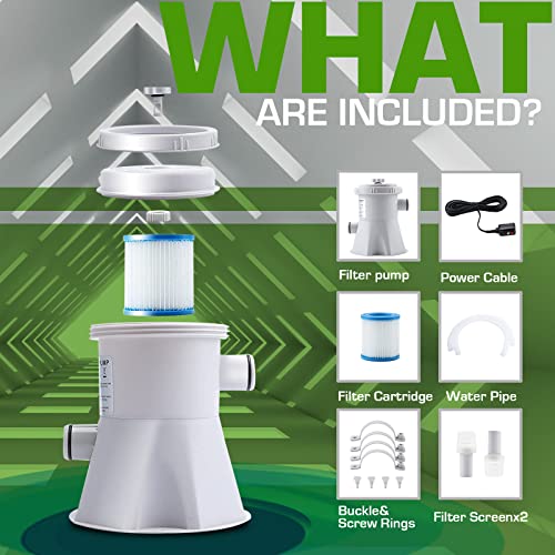 YIKEDA Ground Swimming Pool Filter Pump，300 GPH Pump Flow with a Filter