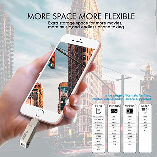 iPhone Flash Drive 256GB USB 3.0, iOS Photo Stick for iPhone iPad, Touch ID Encryption, Compatible iPhone X XR XS 6 6S 7 7S 8 8S iPad iOS Mac Windows