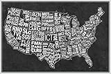 USA Airports Abbreviation Code Grey Poster 18x12