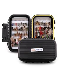 Kit de señuelos de pesca con mosca de LotFancy con caja de aparejos, moscas secas   húmedas, moscas ninfa, moscas de mosquitos lanudos, serpentinas, emergentes, surtido de moscas Caddis para salmón bajo de trucha