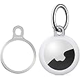 Stouchi Airtag Holder Key Ring with TPU Case, Stainless Steel Invisible Slim Keychain Compatible with Airtag 2021 Finder Items, Dog, Key, Backpacks Airtag Accessories Silver 1 Pack