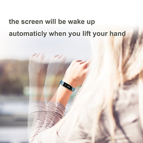 Fitness tracker 0.96 inch OLED touchscreen Smartband Heart Rate Blood Oxygen Pressure Monitor Pedometer watch Smart bracelet WristBand with weather forecast function For IOS Android Phone (G15-Blue)