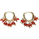 Gempires Natural Gemstone Beads Crystal Earrings Lightweight Elegant Handmde Jewelry Hypoallergenic Gold Plated Classic Design Huggie Earrings For Women