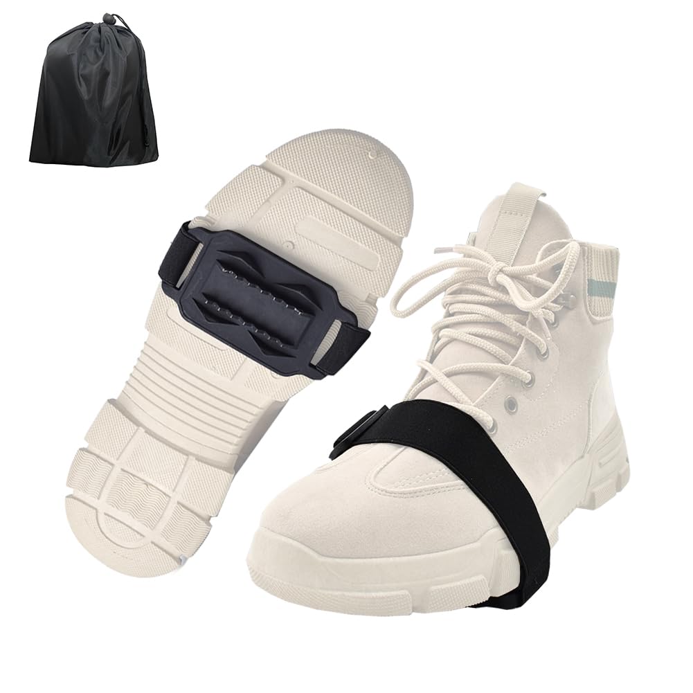 TOURSLOV Non-Slip Soles Shoe Claws Snow Ice - Shoe Rivets Never Loosen - Crampons Shoe Spikes Ice Claws Snow Chain for Boots, Mid-Sole Crampons Ice Grips Ice Cleats (Black)