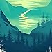 Beautiful Wilderness Lover Landscape Art Print Outdoor Nature Forest Trees Mountain Water Sunset Wall Art Colorful Bear Animal Illustration Home Decor 8 x 10 Inches