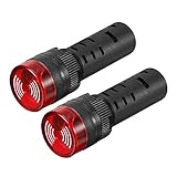 uxcell 2Pcs Red Indicator Light with Buzzer AC/DC